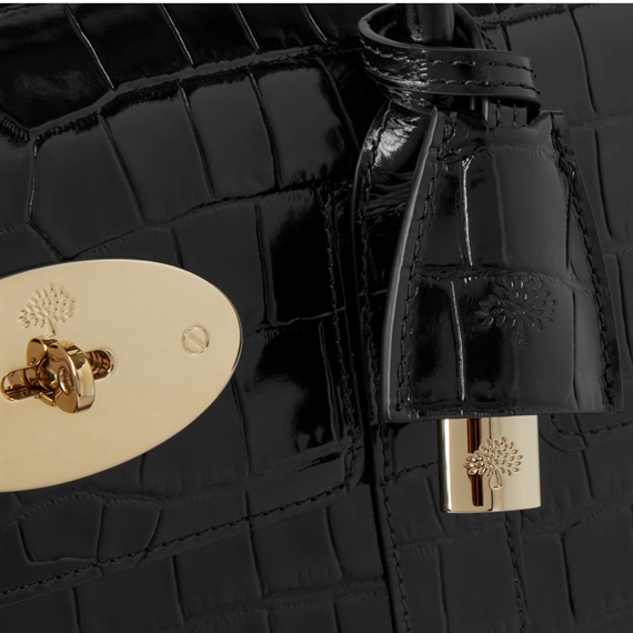 Mulberry Bayswater Black Shiny Small Croc